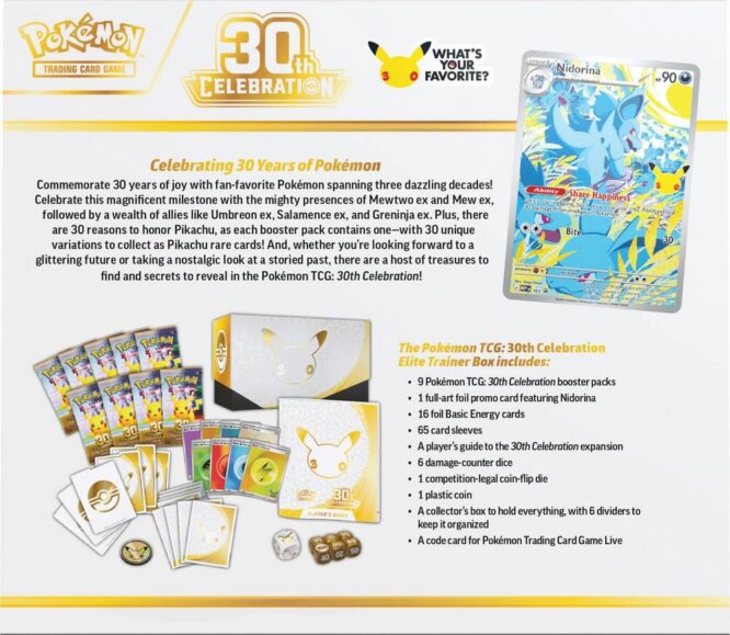 Pokemon 30th Celebration Elite Trainer Box for sale — Trace n Chase USA